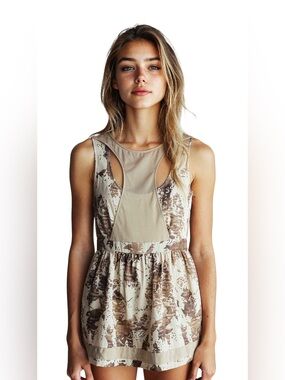 Mackage Beige and Brown Printed Sleeveless Mini Dress